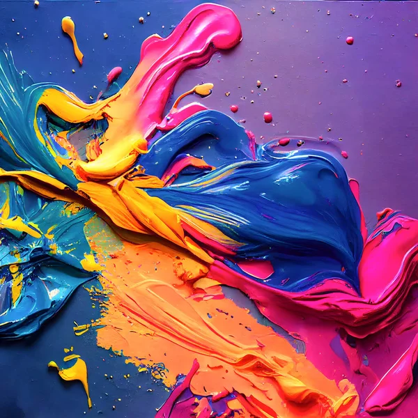 Colored Paint Splashes Blue Background — Stock Photo, Image