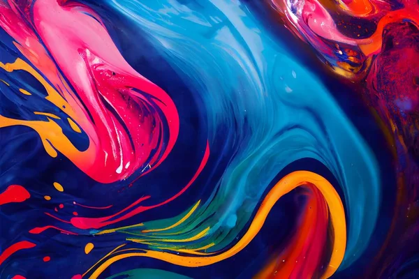 Colored Paint Splashes Blue Background — Stock Photo, Image