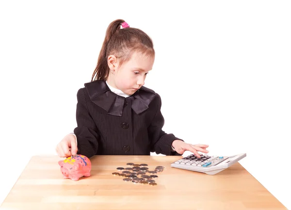 Girl counting cash — Stock Photo, Image