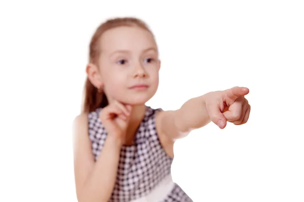 Girl points the finger — Stock Photo, Image