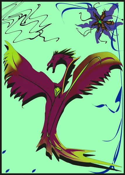 arka plandaki parlak ışık yeşil ejderha