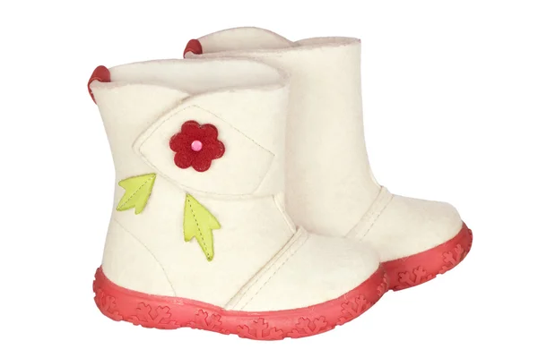 Children 's felt boots — стоковое фото