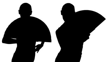 iki kadın flamenko dansçısı siluetleri siyah