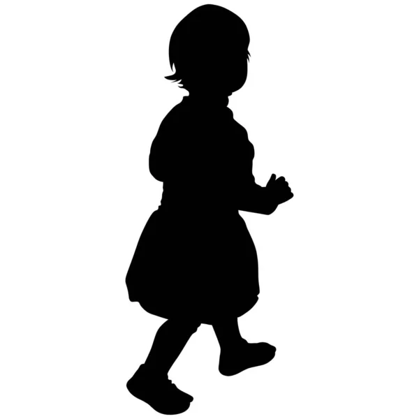 Silhouette di bambina in gonna e sandali — Vettoriale Stock