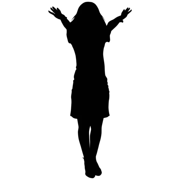 Zwart silhouet van een slank dansend meisje — Stockvector