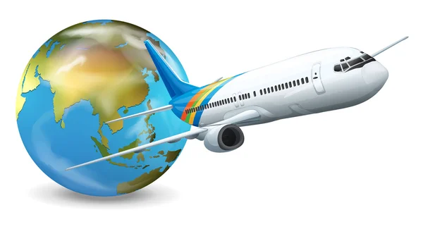Globe terrestre et avion — Image vectorielle