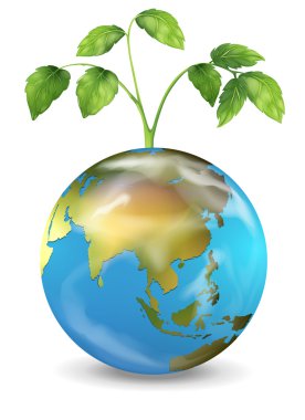 Earth with a growing plant clipart