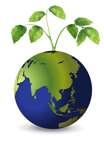 Planet earth with growing plants