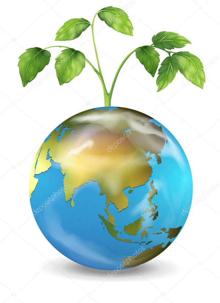 Earth with a growing plant