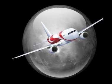 The Moon and Plane clipart