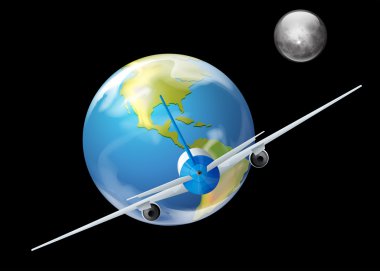 Earth and the plane clipart