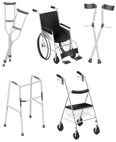 Crutches and Wheelchairs — Stock Vector