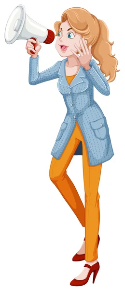 A woman holding a megaphone — Stock Illustration A woman holding a megaphone Vector Graphics