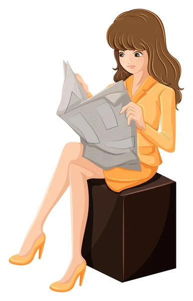 A businesswoman reading a newspaper — Stock Vector