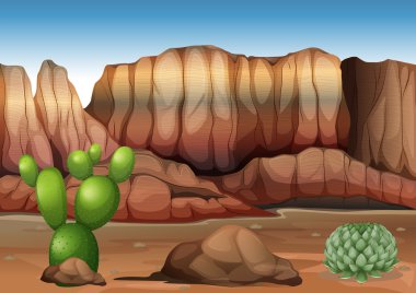 A desert with cacti clipart