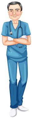 Gülümseyen bir erkek doktor.