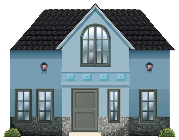 Niebieski pojedynczy dom jednorodzinny — Wektor stockowy