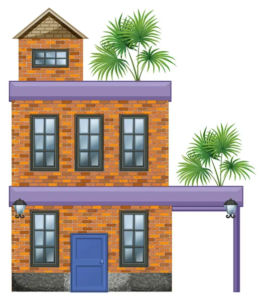 Een groot huis met palm planten — Stockvector