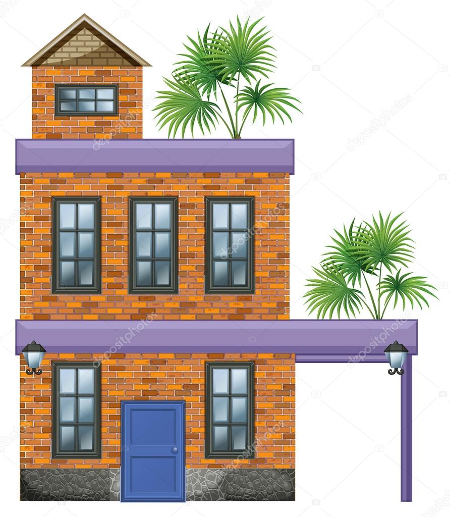 A big house with palm plants