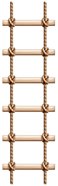 A ladder made of wood and rope