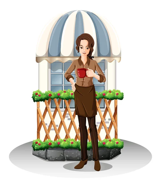 A girl in front of the coffeehouse — Stock Vector