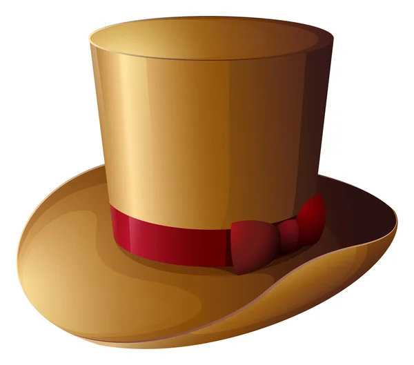 Um chapéu castanho com uma fita vermelha — Vetor de Stock