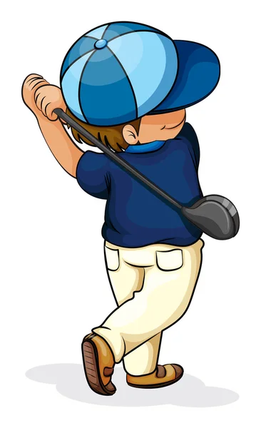 Un chico asiático jugando al golf — Vector de stock