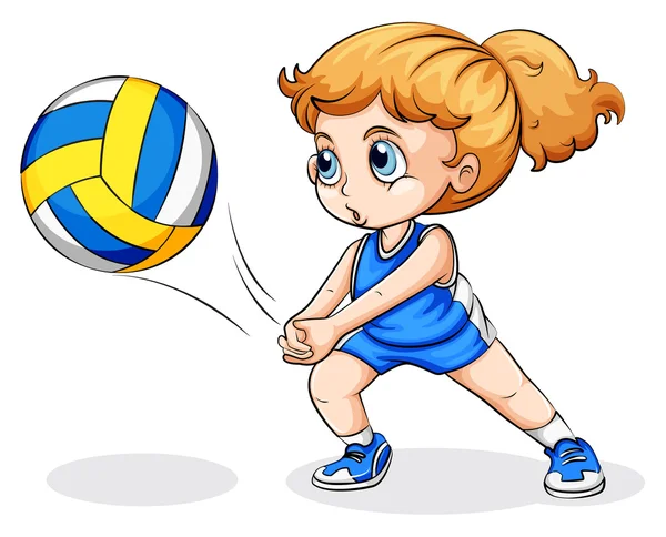 Beyaz bir kız voleybol oynarken — Stok Vektör