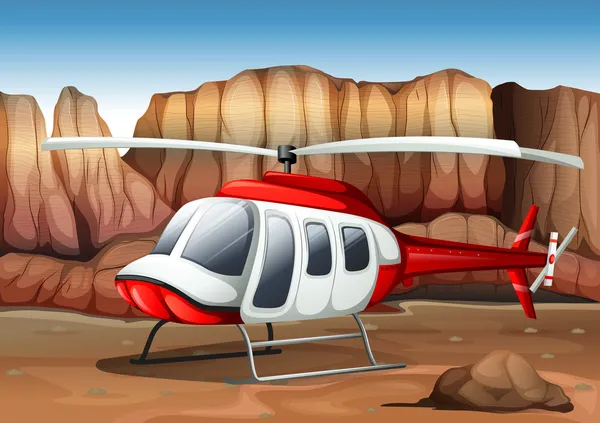 Een helikopter landing op de grond — Stockvector