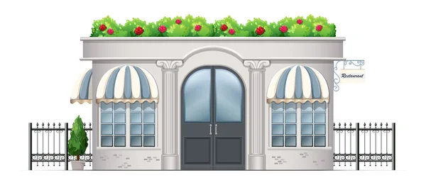 Un bâtiment commercial avec des plantes sur le toit — Image vectorielle