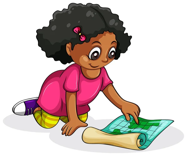 A Black young girl studying — Stock Vector