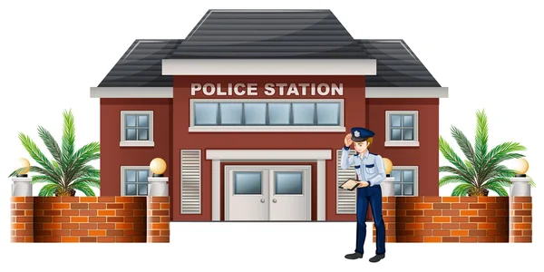 A policeman outside the police station — Stock Vector