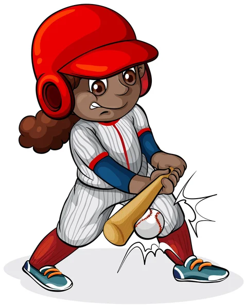 Černá holka hraje baseball — Stockový vektor