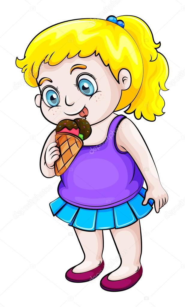 A young Asian girl eating icecream
