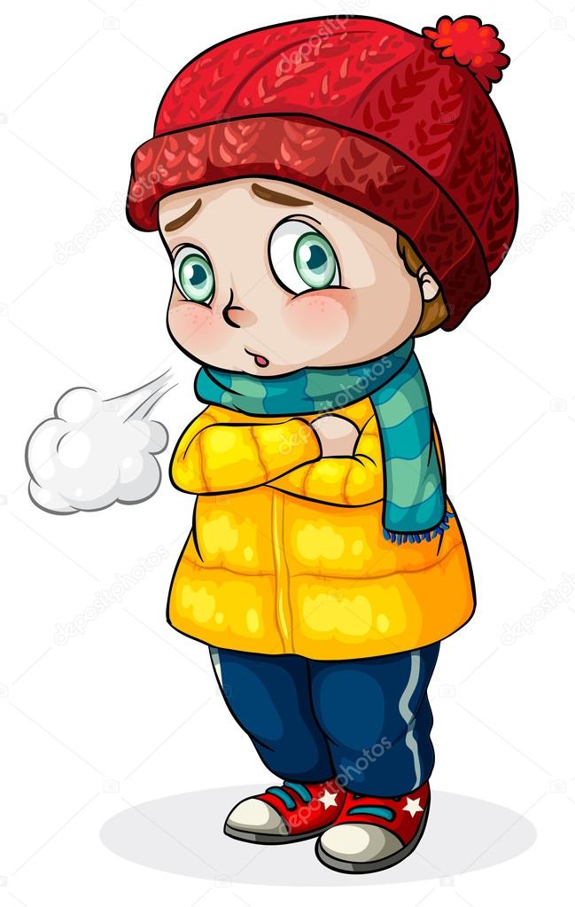 A Caucasian baby feeling cold