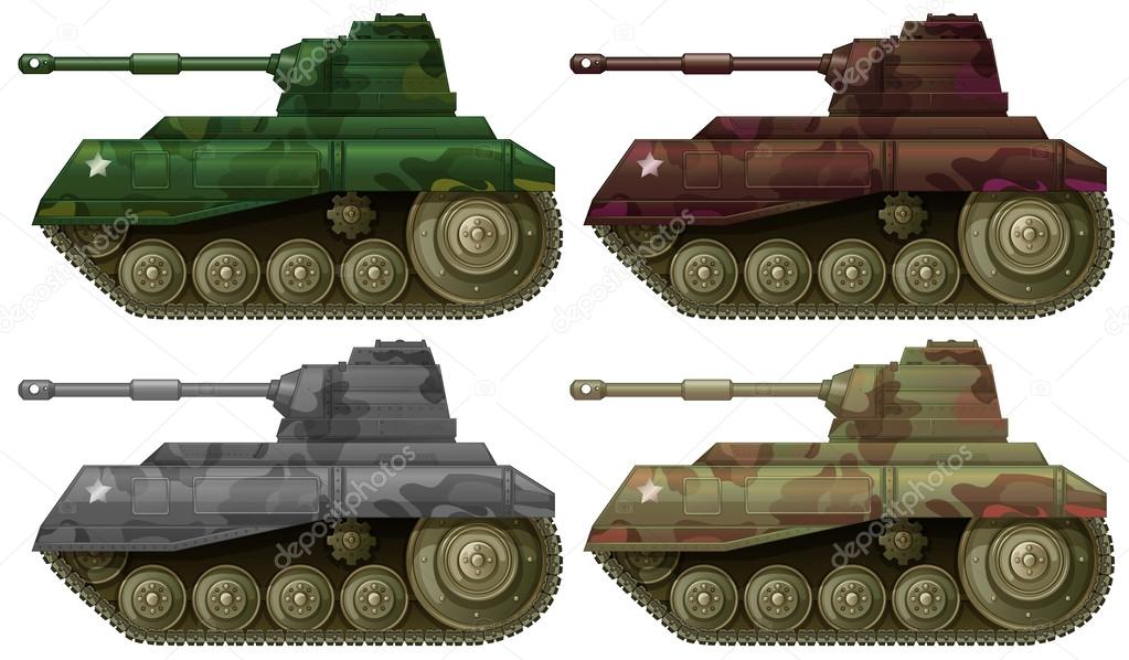 Four combat tanks