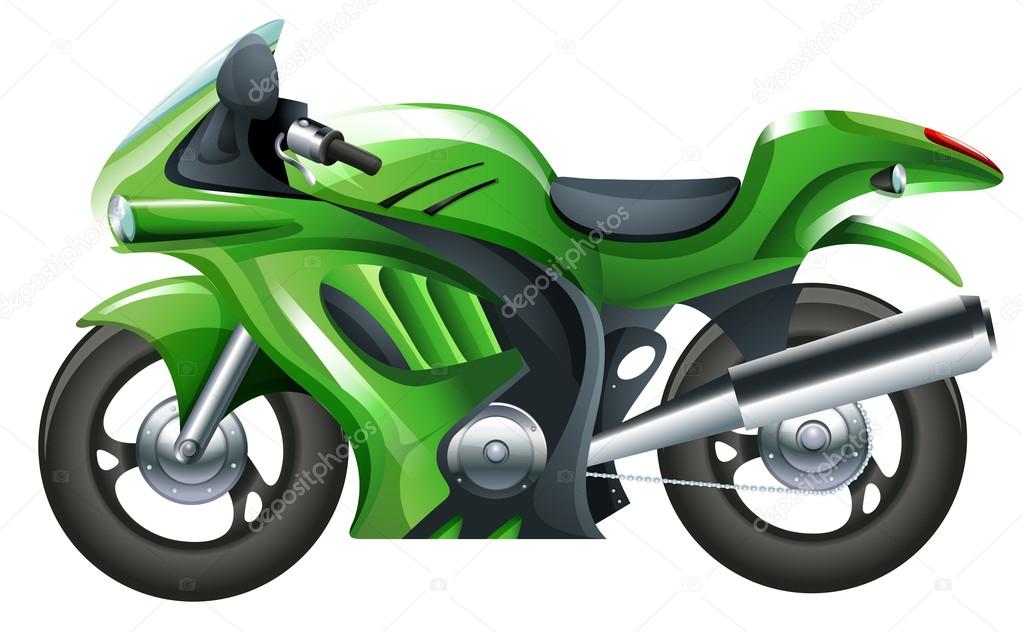 A green motorcycle