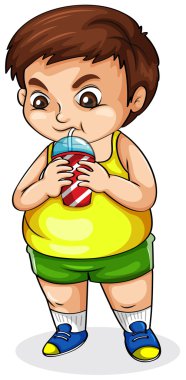 A fat Asian drinking softdrink clipart