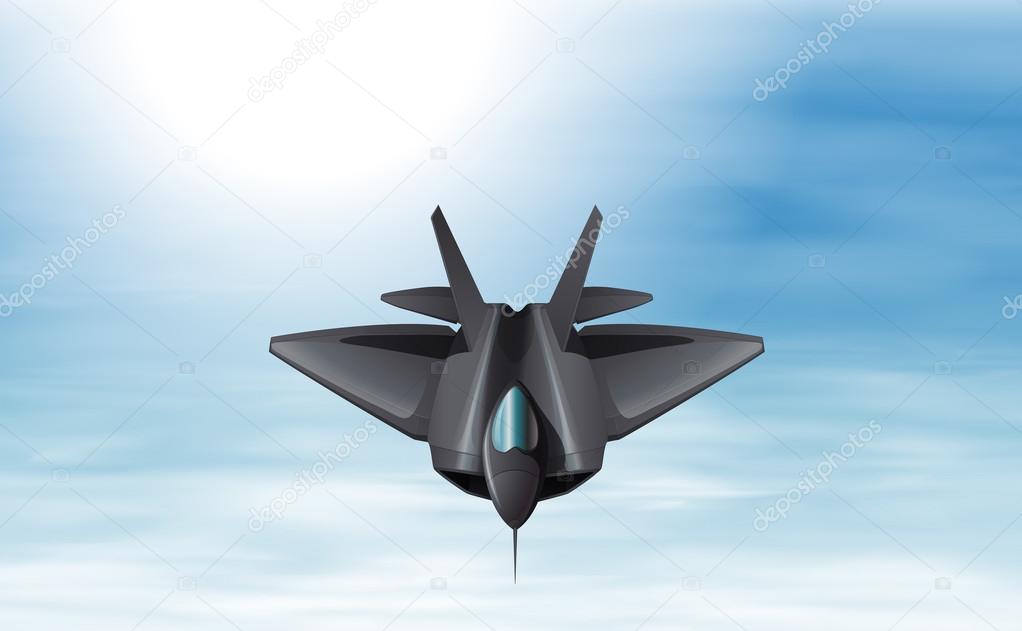 A gray fighter jet in the sky