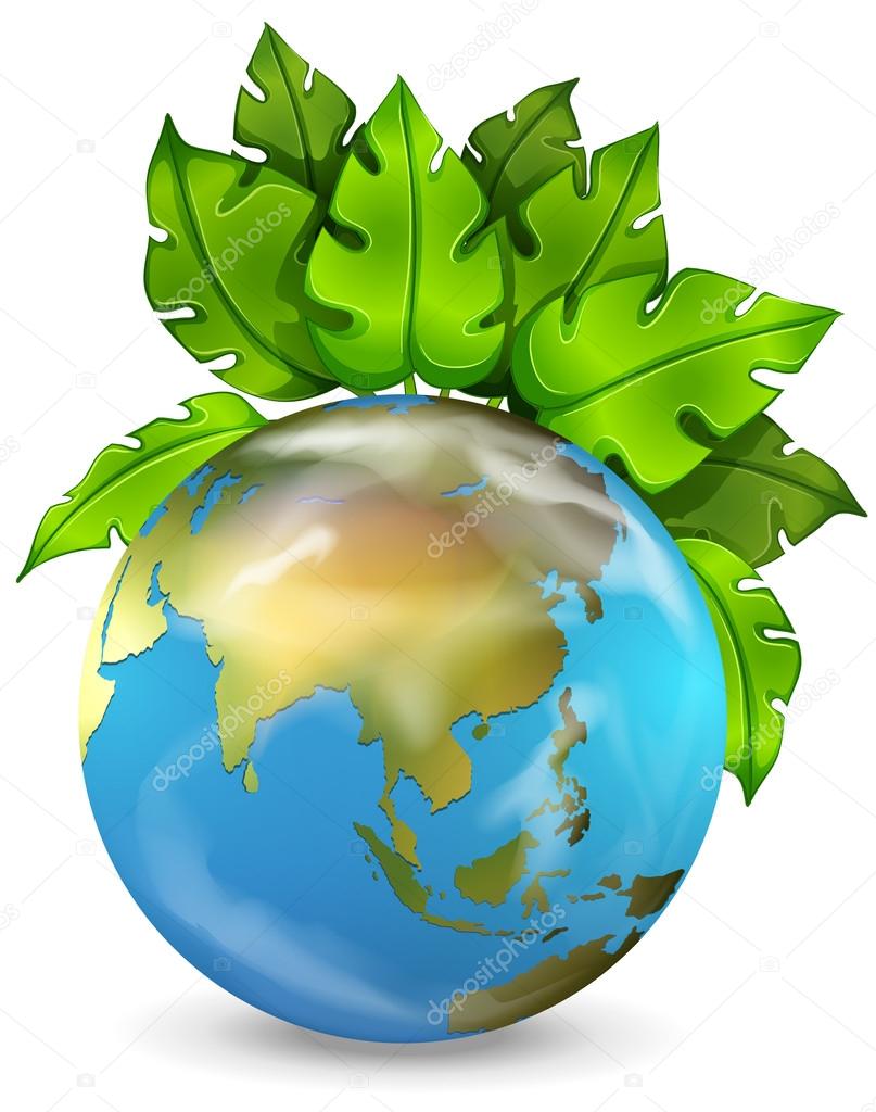 Planet earth with green plants