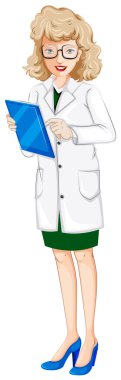 A female doctor with a chart clipart