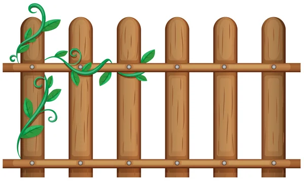 Una cerca de madera con plantas de vid — Vector de stock