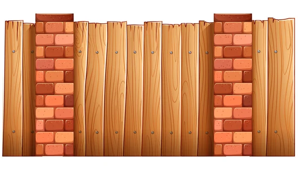 Ein Zaun aus Holz und Ziegeln — Stockvektor