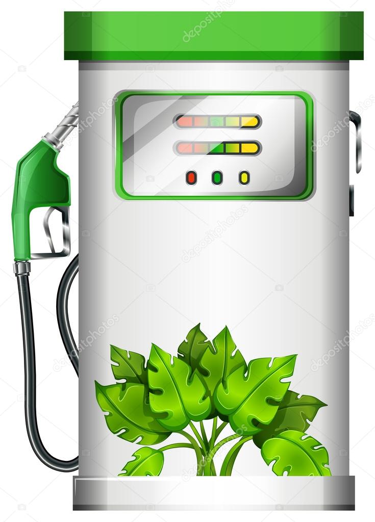 A gasoline pump with plants