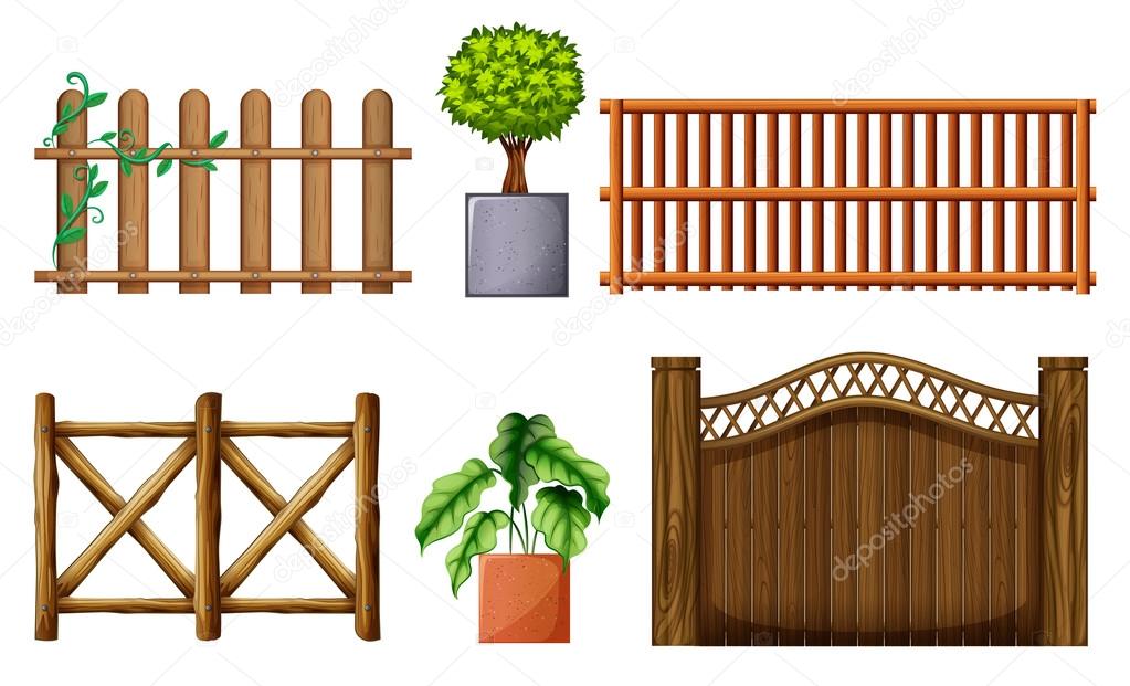 Different design of wooden fences