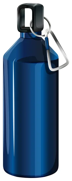 Una botella azul con llavero — Vector de stock