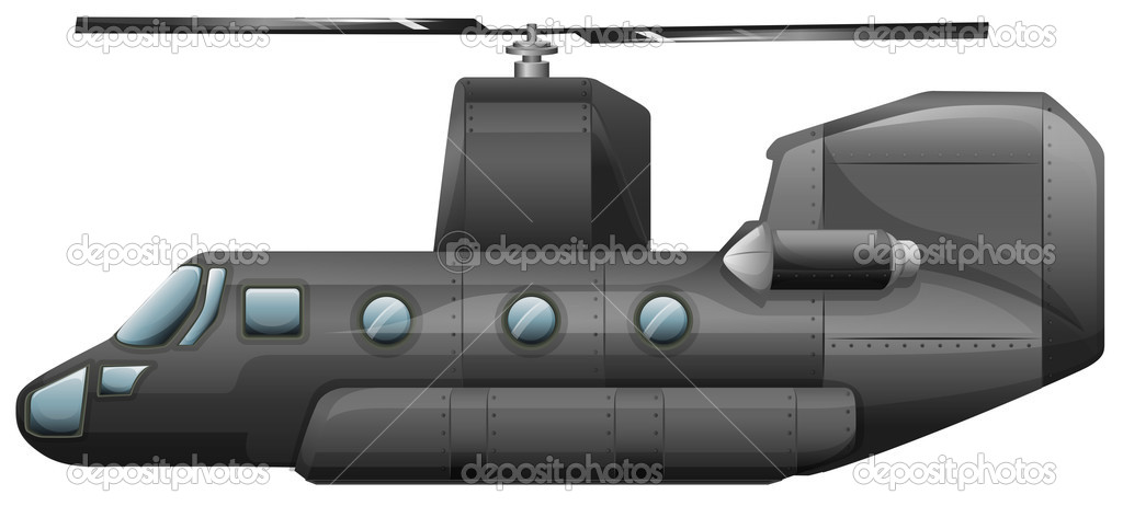 A gray helicopter