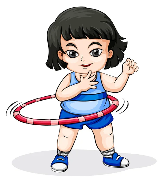 Asian girl gry z hulahoop — Wektor stockowy