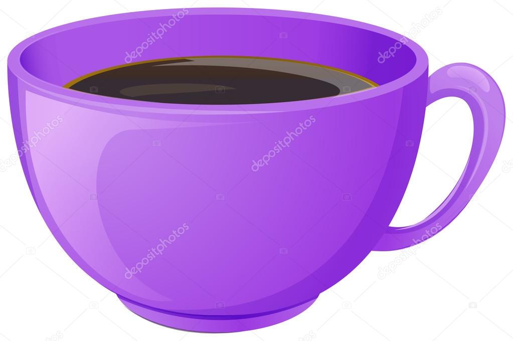 A purple cup with coffee