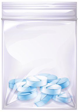hapları ile mühürlenmiş bir plastik
